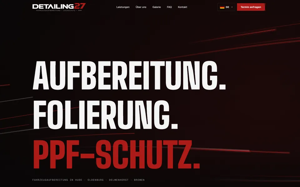 Home page of the Detailing27 website