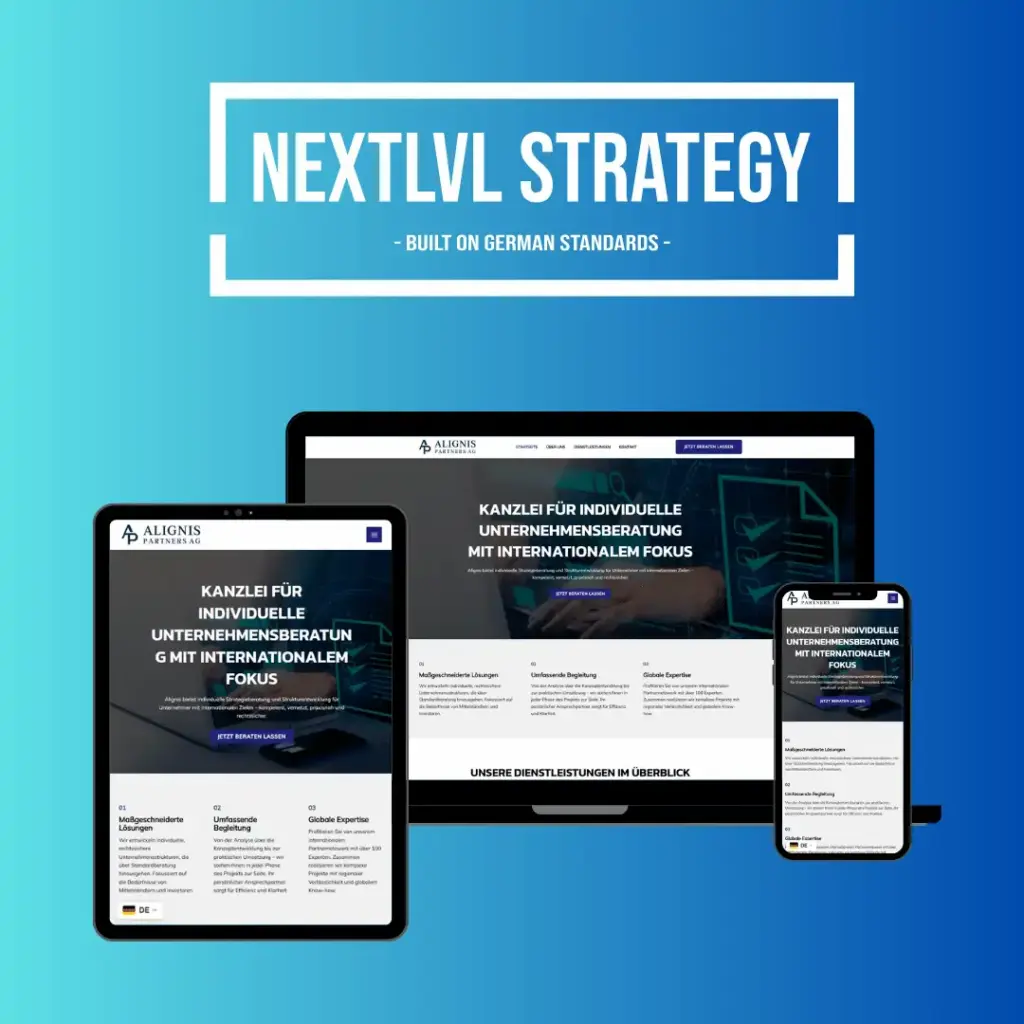 Website für Alignis Partners AG: Unternehmensberatung mit internationalem Fokus, entwickelt von NEXTLVL STRATEGY.